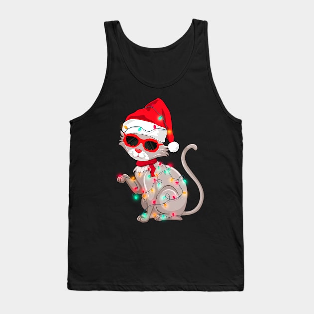 Funny santa kitten christmas tree light cat Tank Top by ARMU66